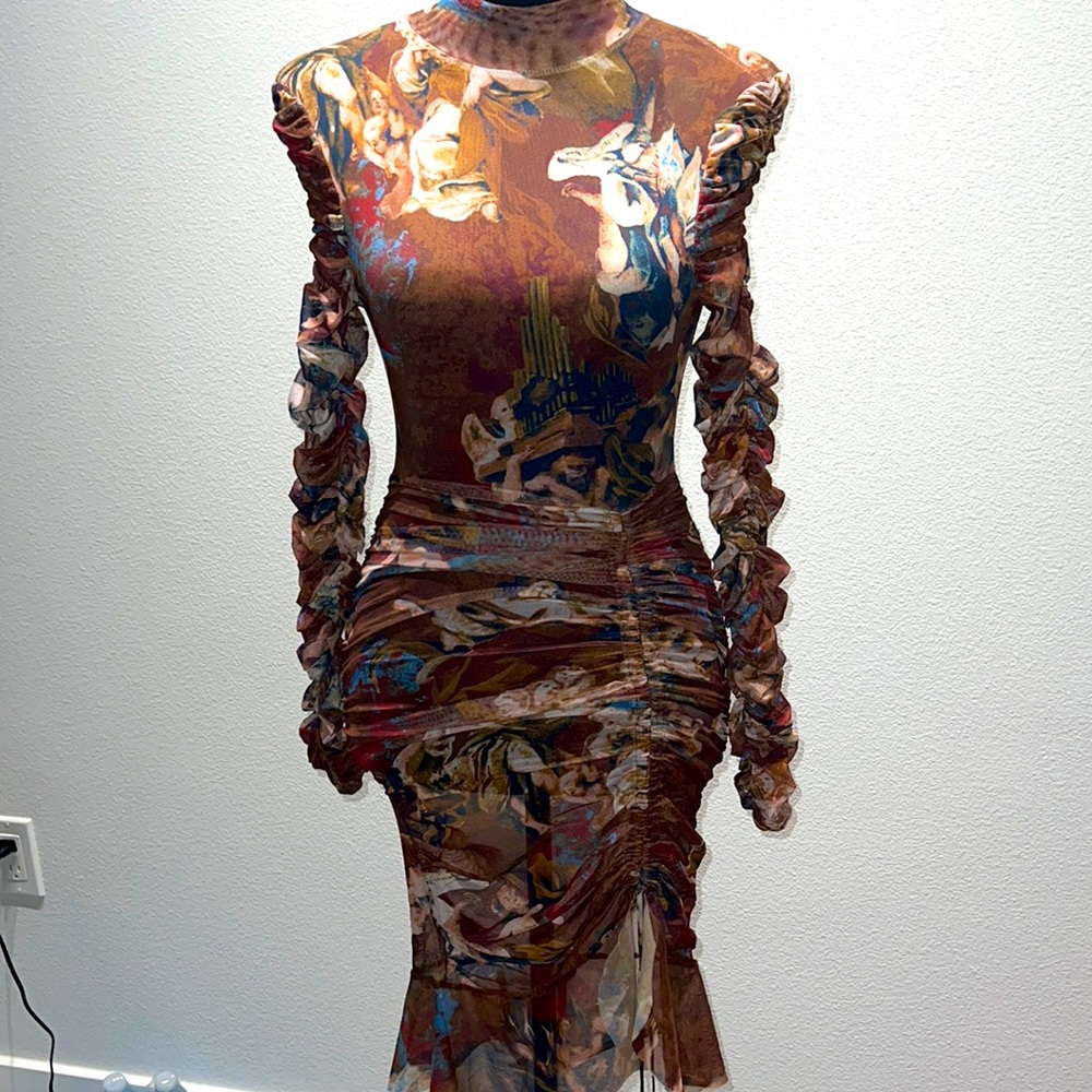 Fashion nova see through brown dress